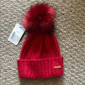 Red Knit Pom-Pom Beanie
